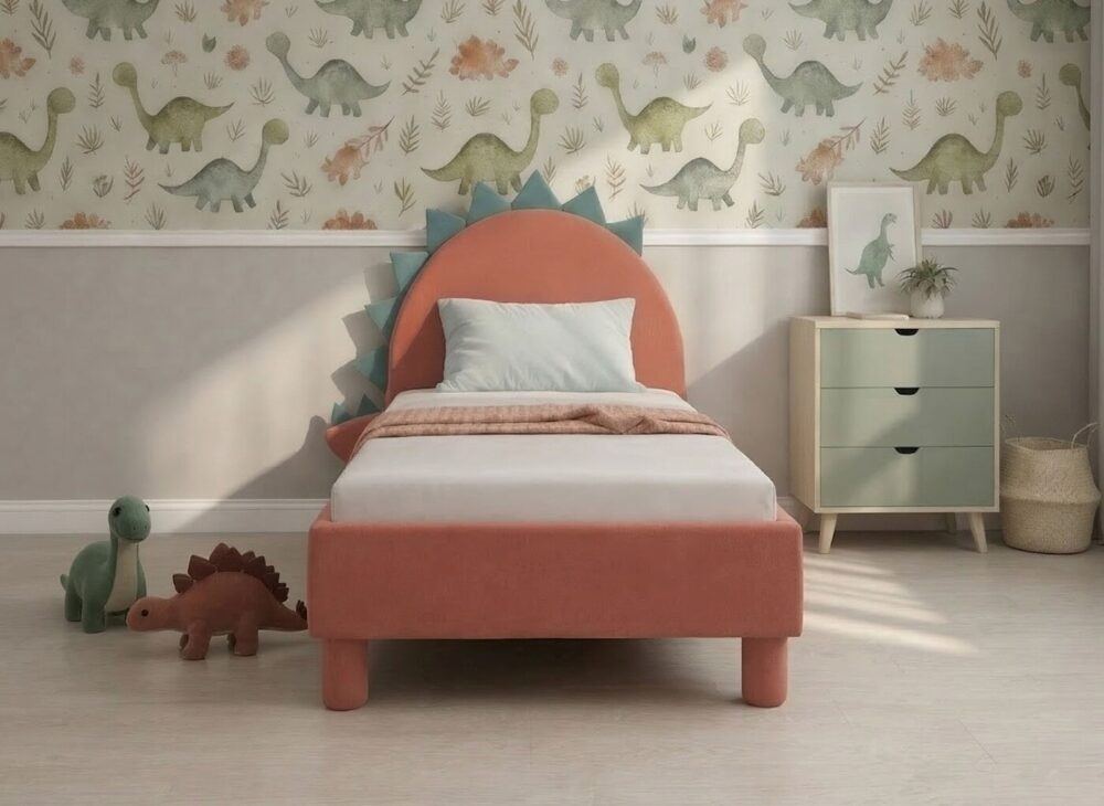 Frankie Velvet-Finish Kids Dino Bed Frame main shot