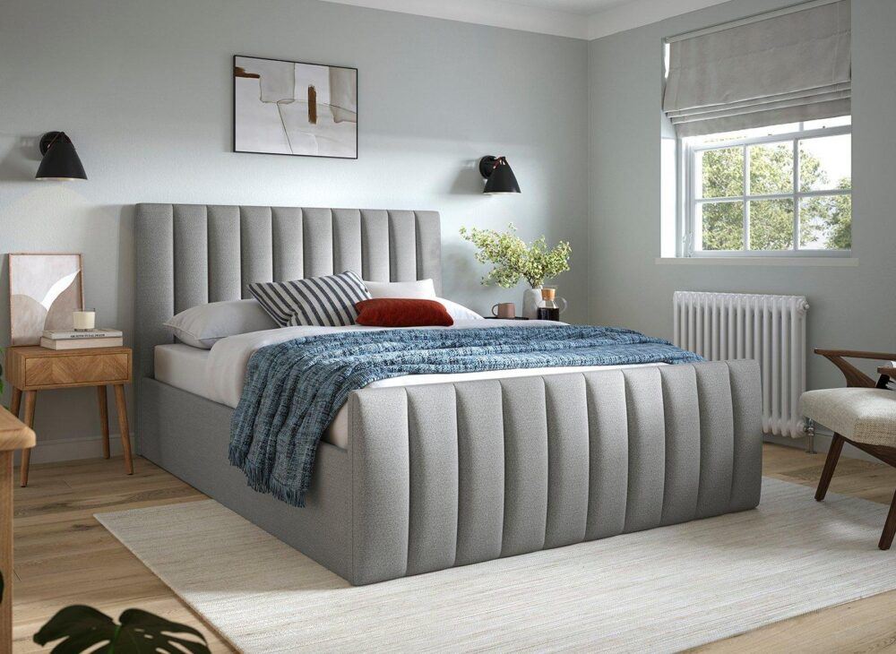 Grey bedroom ideas - Davies upholstered ottoman bed in dark grey