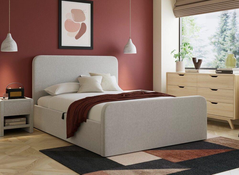 Margot Ottoman Bouclé Bed Frame in grey