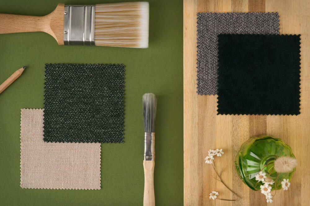 Moodboard of varied fabric swatches