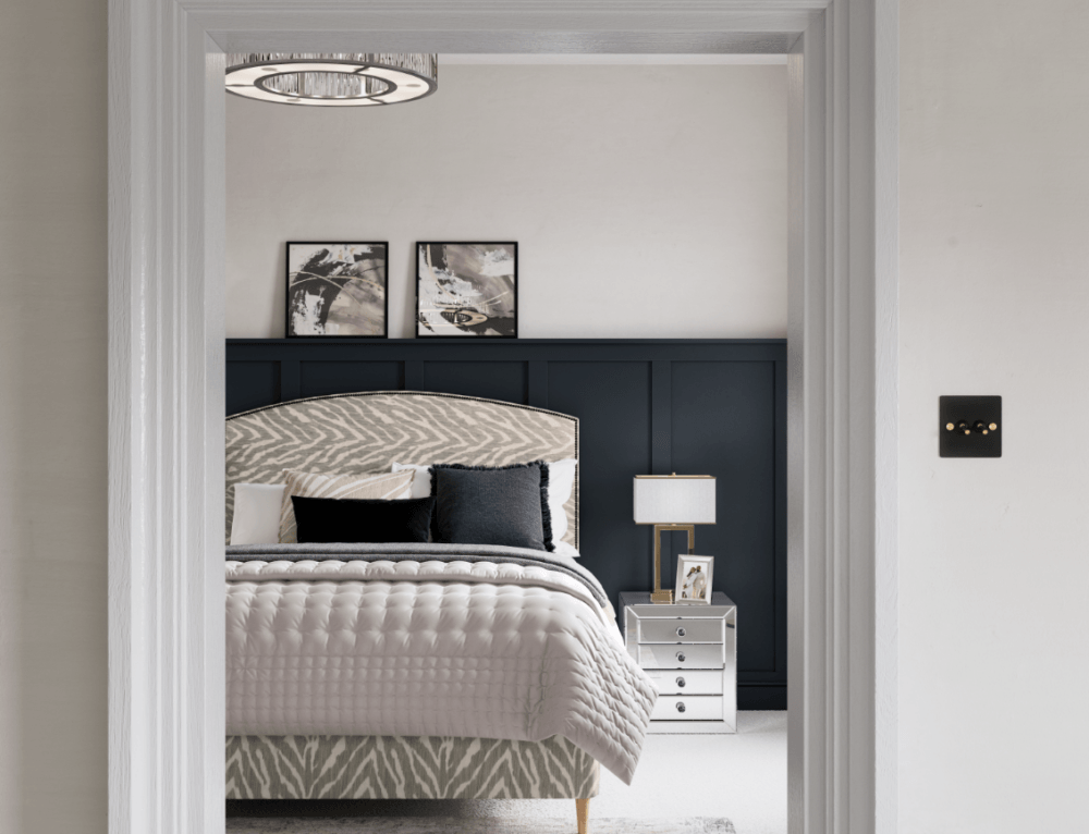 Dramatic black and white bedroom ideas