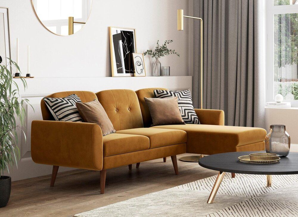 The best sofa beds - Gallway 3-seater corner sofa in mustard gold