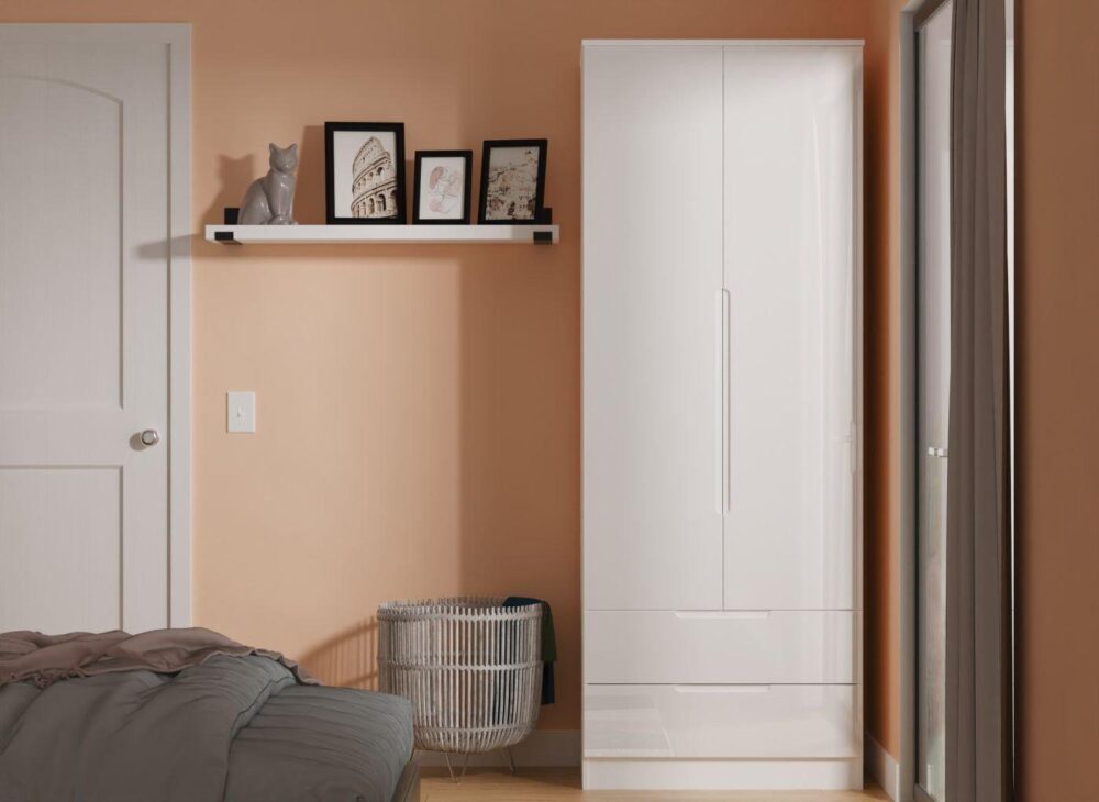 Houston 2-Door 2-Drawer Wardrobe in white
