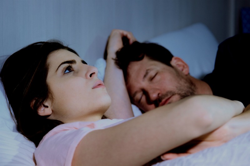 Image of woman awake at night