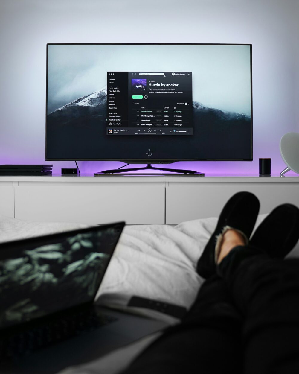 TV on in bedroom