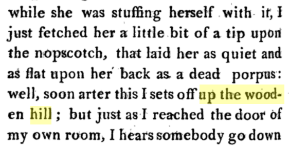 up the wooden hill etymology
