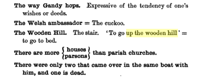 up the wooden hill etymology