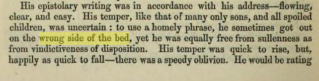 example of wrong of side of the bed used in early writing