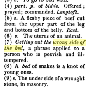 wrong side of the bed example in historical text